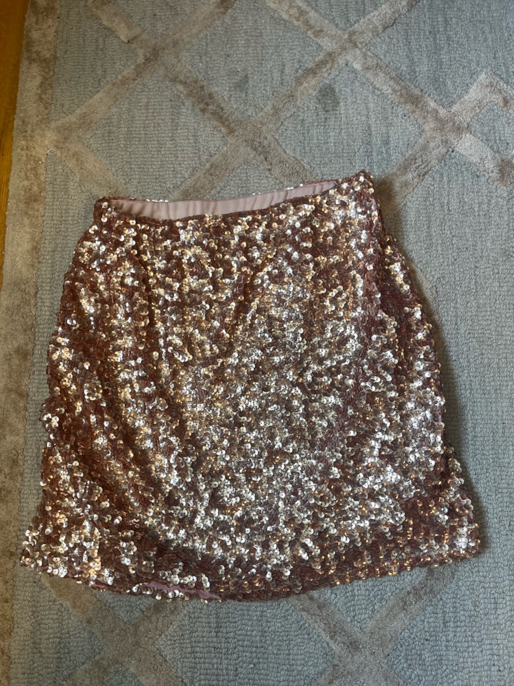 Festival glam Rose Gold Sequin Mini Skirt